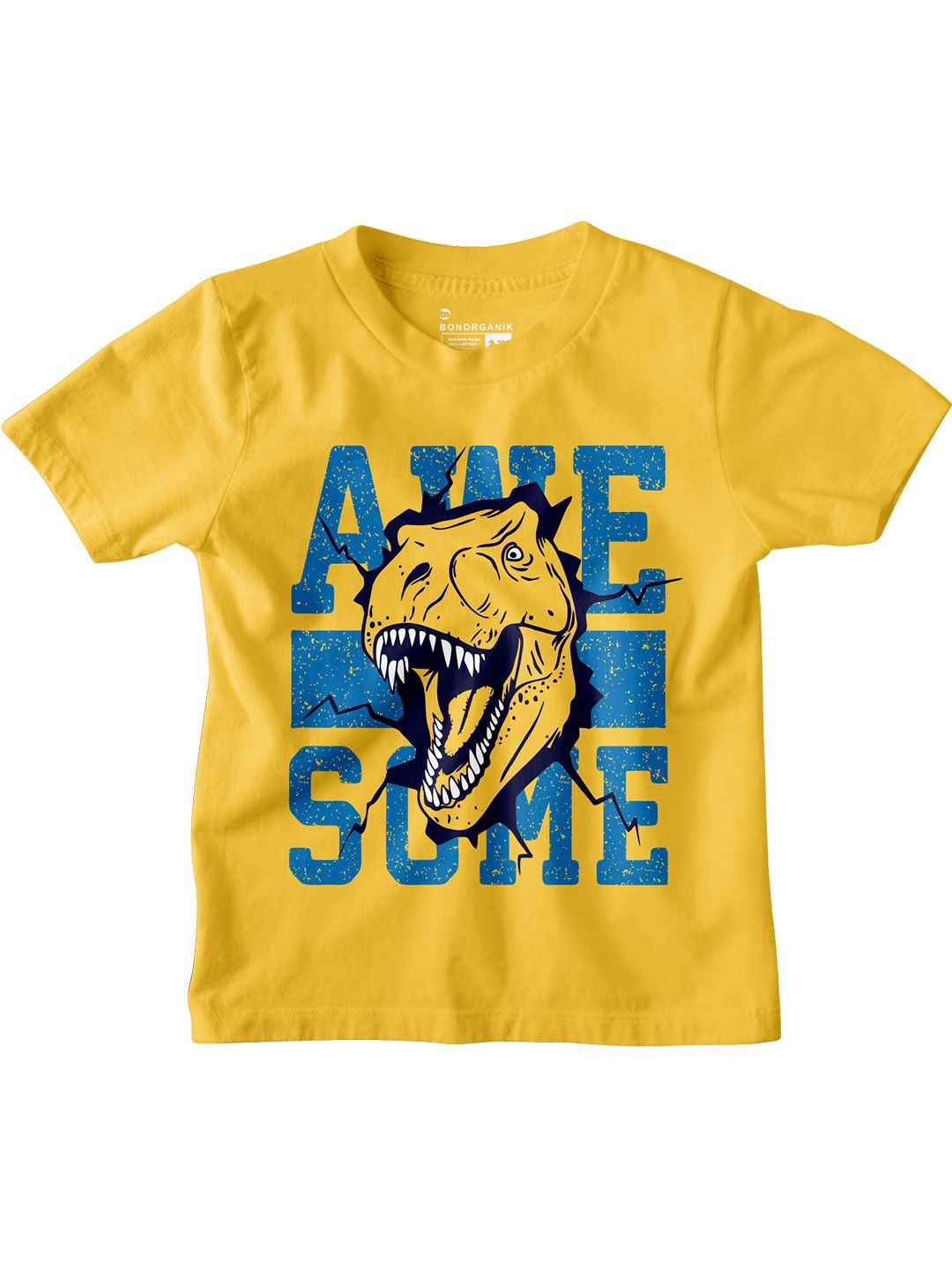 

BonOrganik Boys Cotton Printed T-shirt, Yellow
