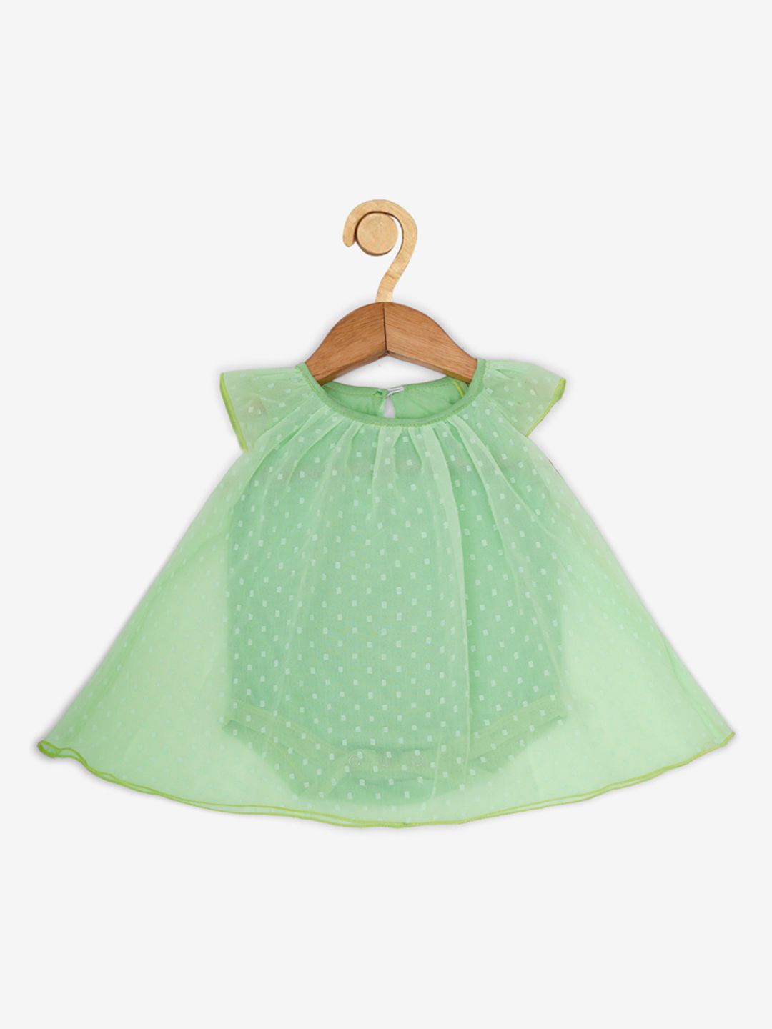 

HERE&NOW Girl Self Design Printed A-Line Dress, Green