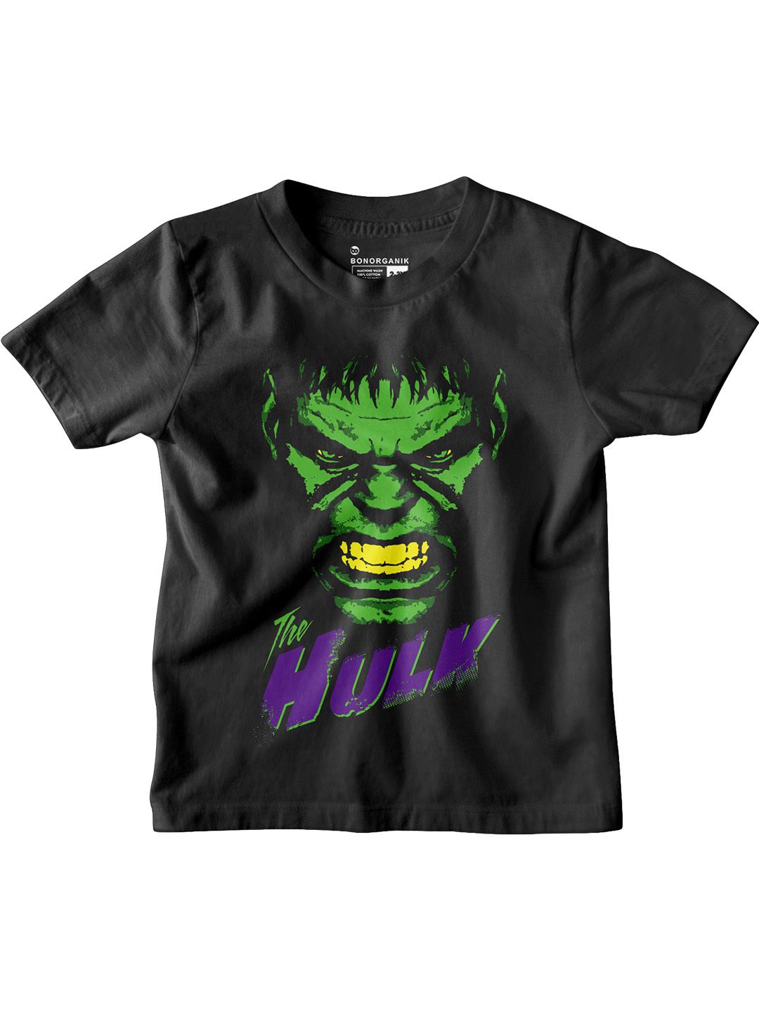 

BonOrganik Boys Hulk Graphic Printed Round Neck Cotton T-shirt, Black