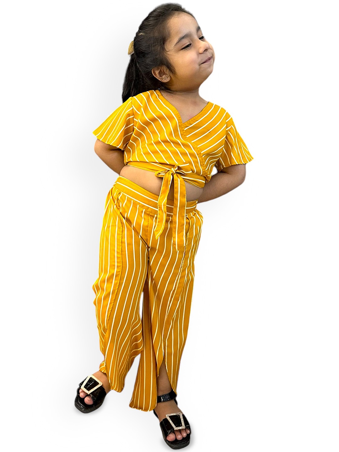 

Samsara Couture Girls Striped Clothing Set, Yellow