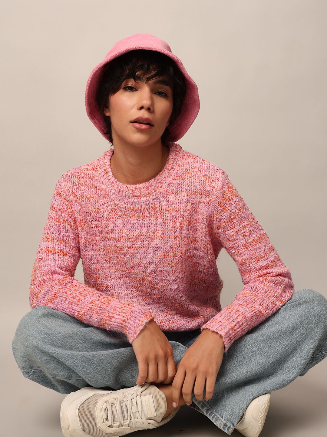 

ONLY Women Ribbed Pullover, Pink