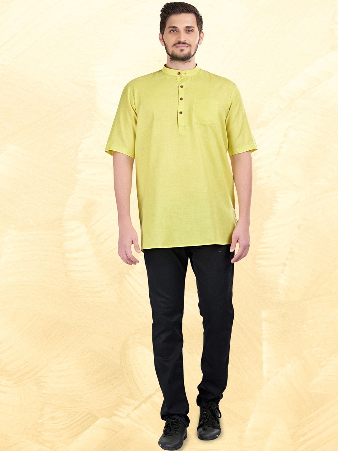 

ENCINO Mandarin Collar Straight Short Kurta, Na