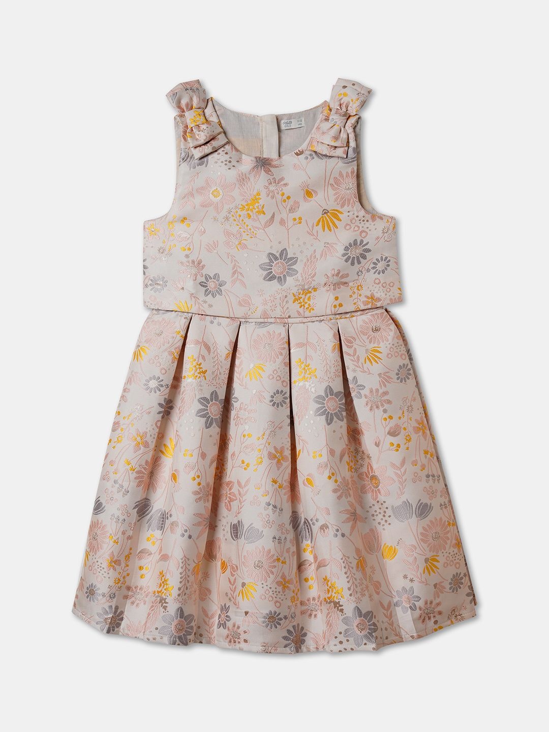 

R&B Girls Floral Printed A-Line Dress, Yellow