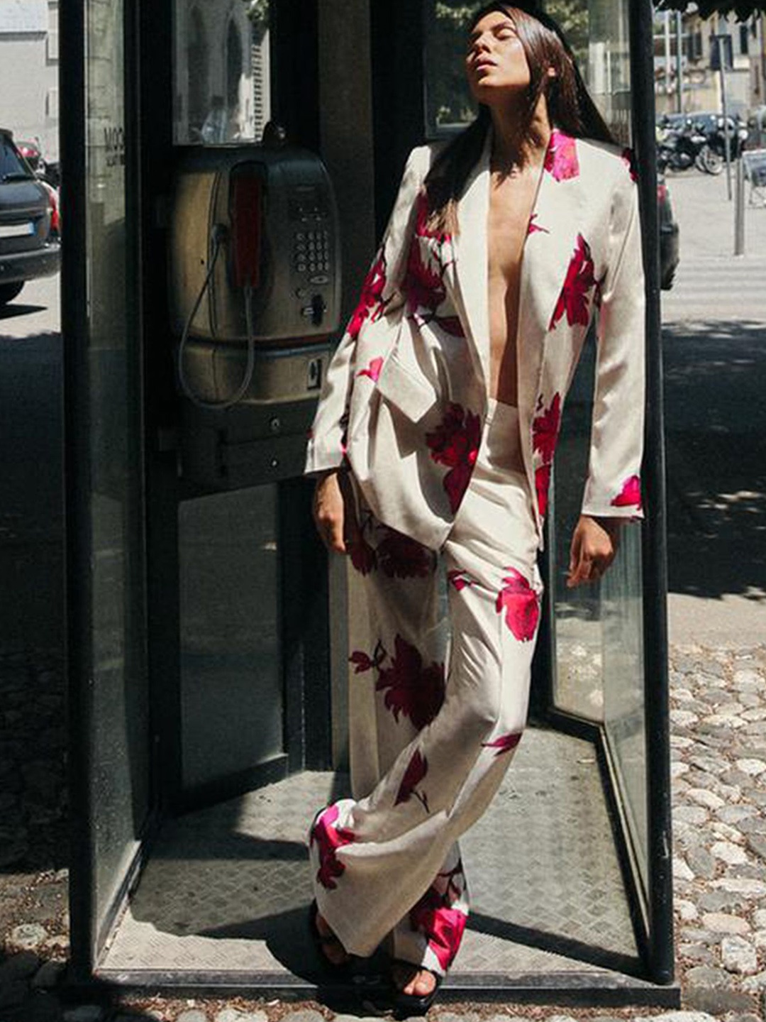 

LULU & SKY Floral Printed Blazer, Beige