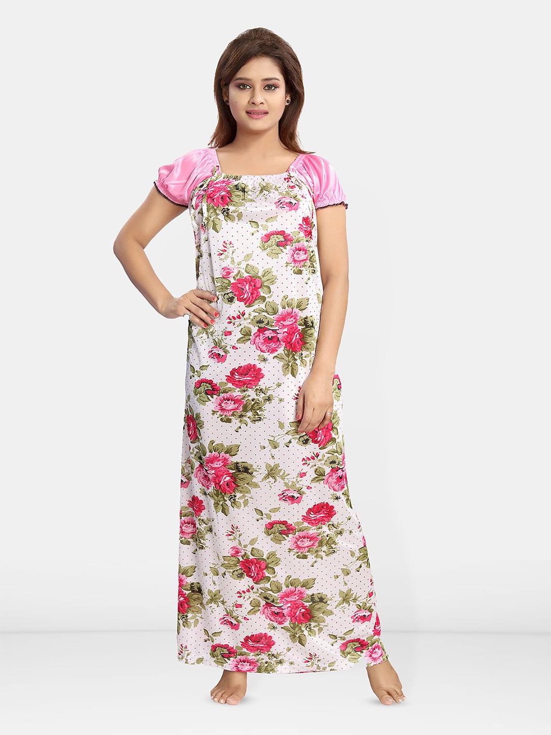 

Be You Women Printed Maxi Nightdress, Pink