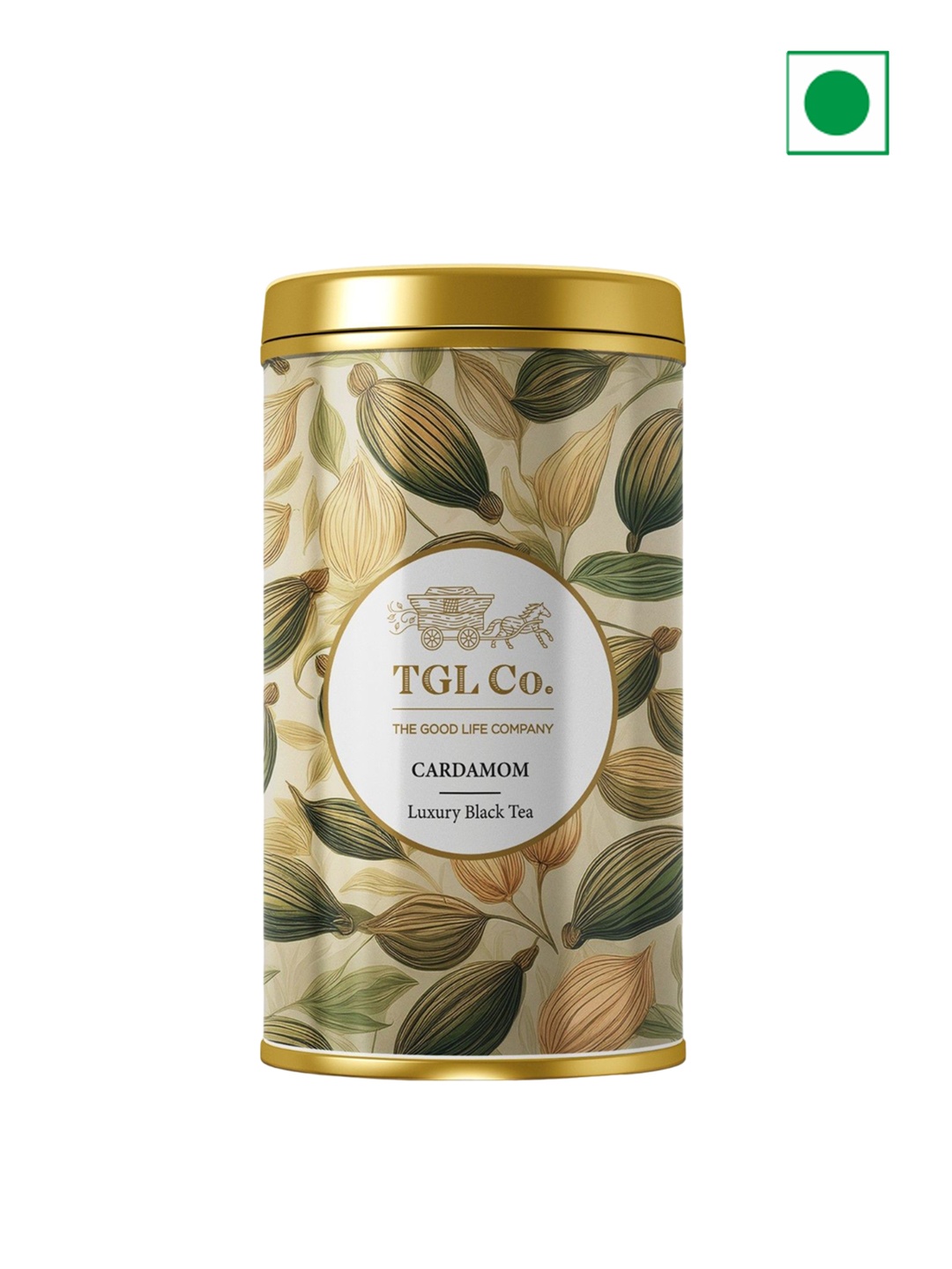 

TGL Co. Cardamom Black Tea Tin Can 50 gm, Lime green