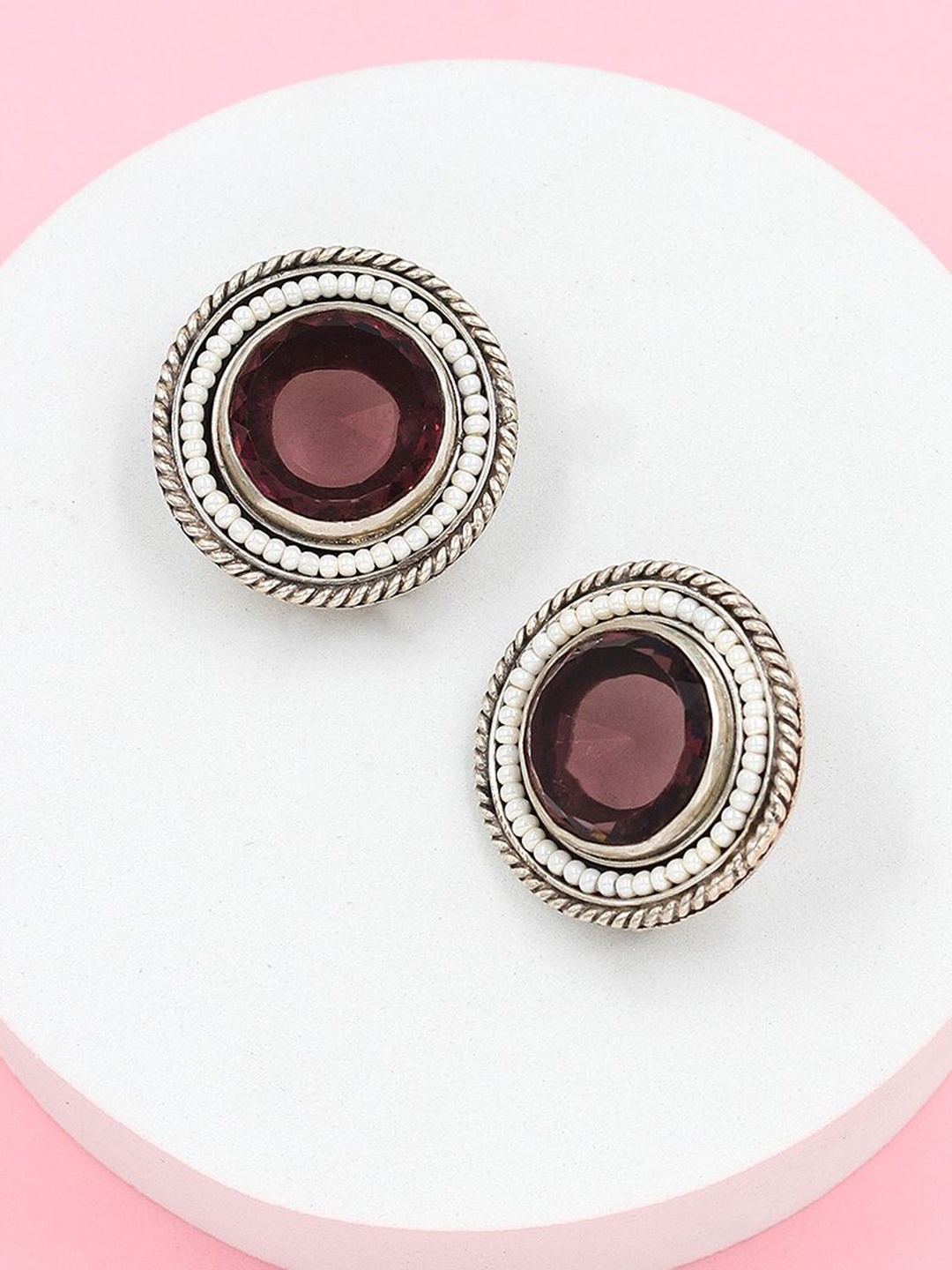 

SANGEETA BOOCHRA Circular Shape Quartz Studs, Brown