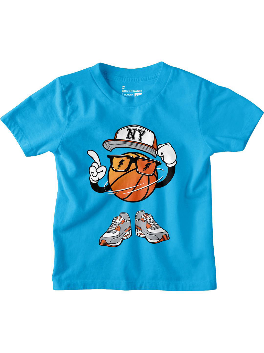 

BonOrganik Boys 3 Printed T-shirt, Turquoise blue