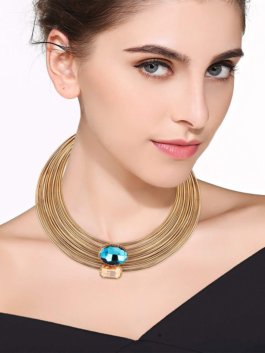 

BDIVA 18k Gold Plated Citrine Studded Necklace