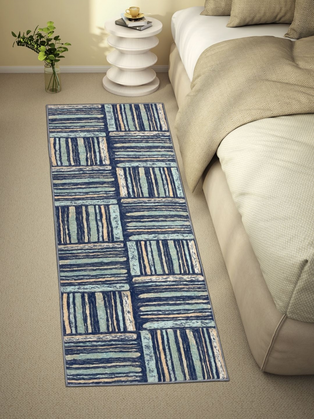 

Welspun Blue & Green Striped 400 GSM Anti Skid Floor Runner