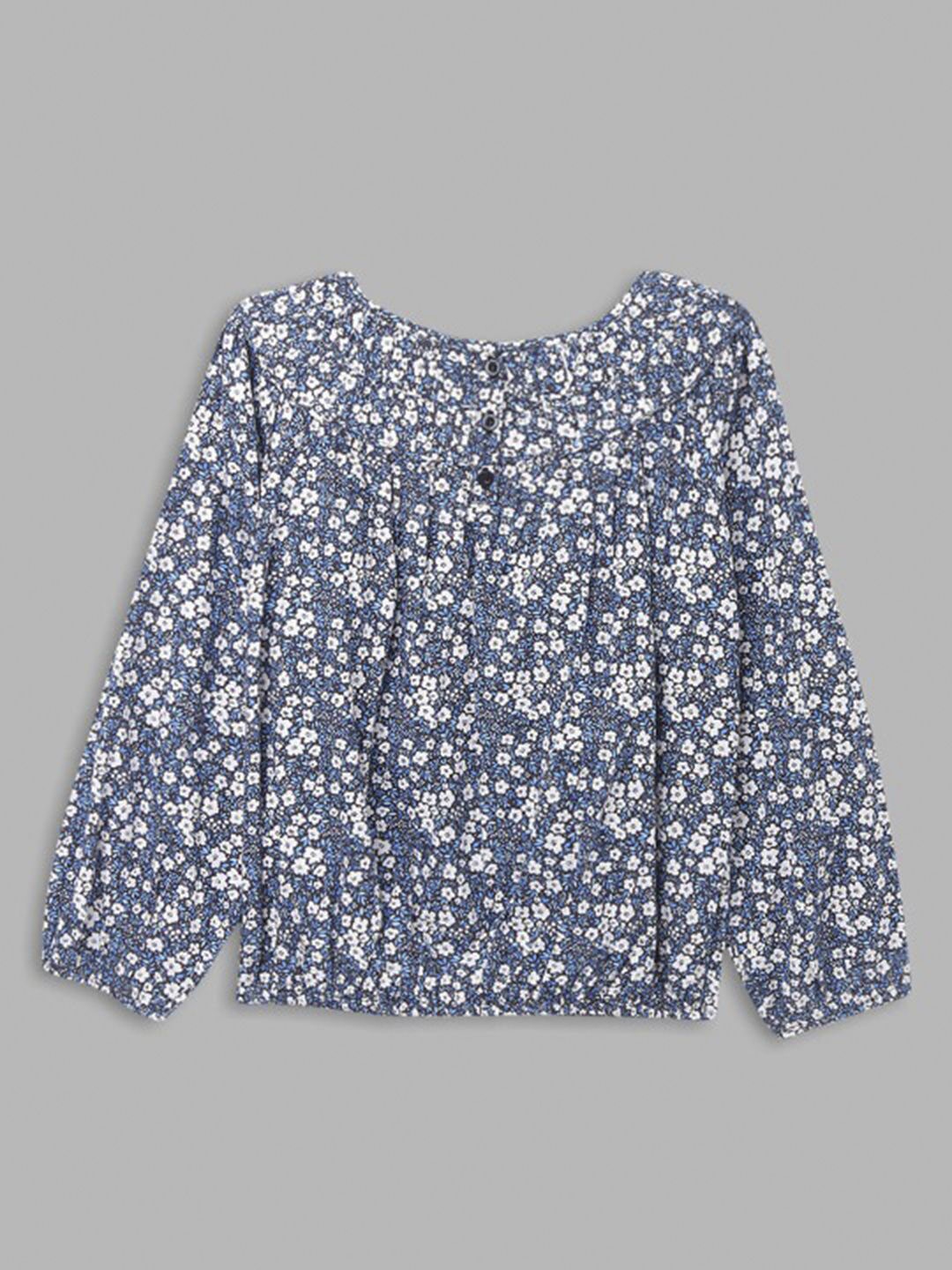

Blue Giraffe Girls Floral Printed Round Neck Cotton Top