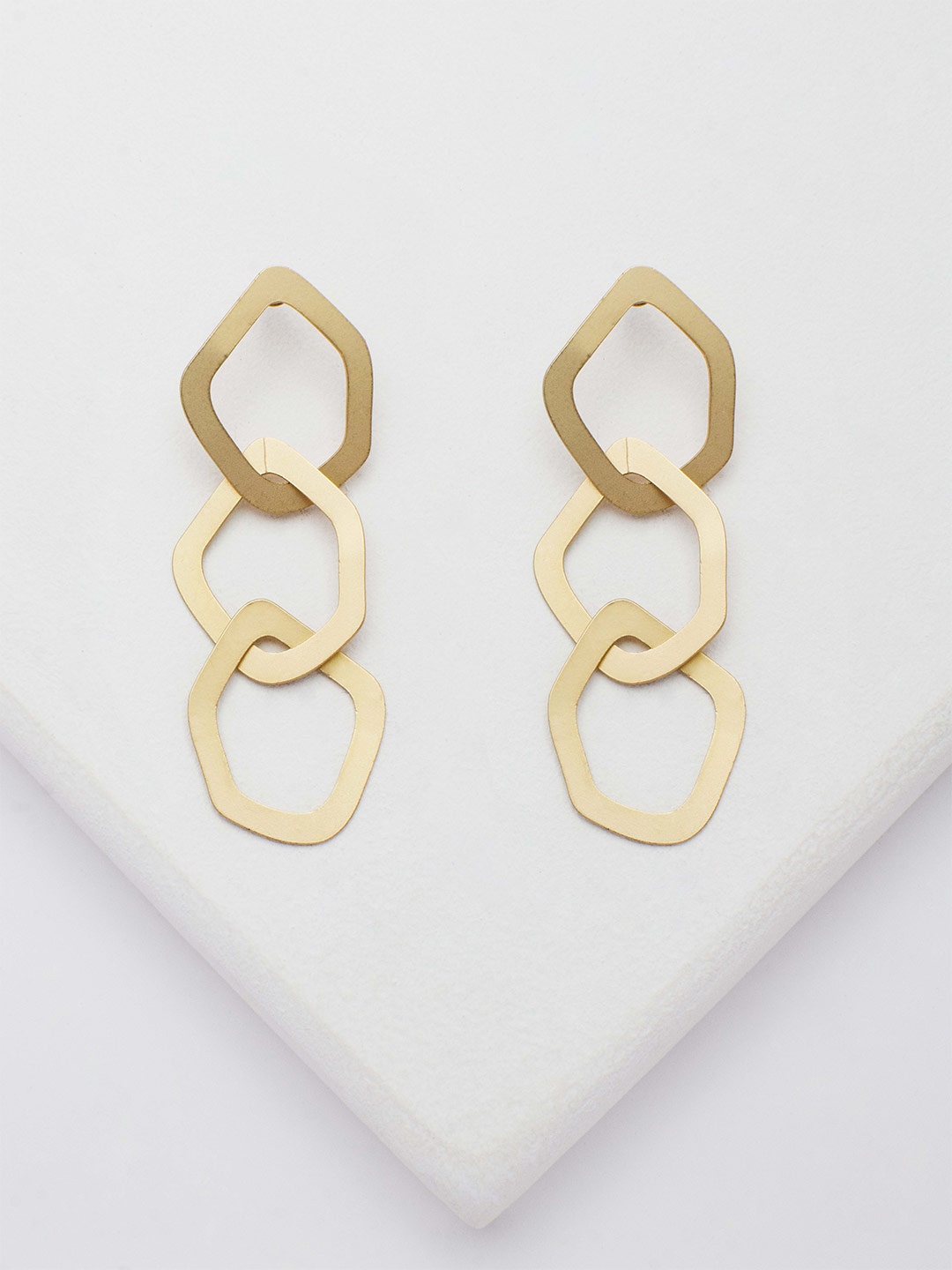 

Rhea Gold-Plated Contemporary Drop Earrings