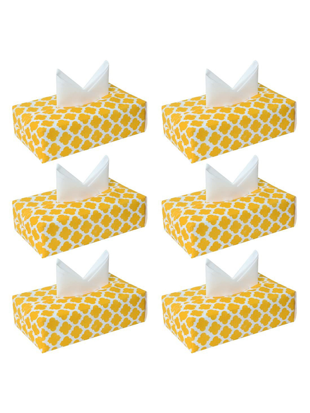 

prettykrafts Yellow & White 6 Pieces Printed Tissue Holders
