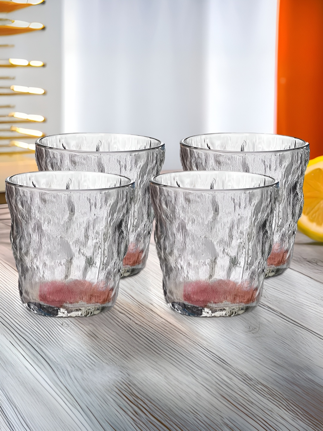 

The Better Home Grey 4 Pieces Textured Dishwasher Safe Whisky Glass 270ml