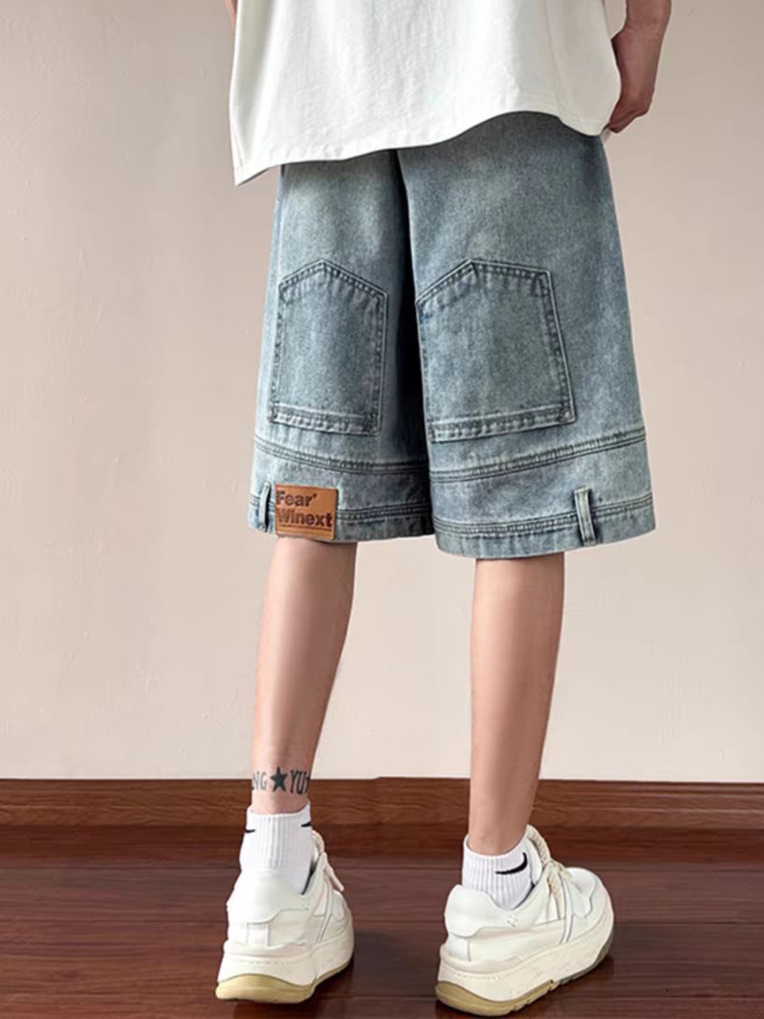 

StyleCast Men Washed Loose Fit Denim Cotton Shorts, Blue