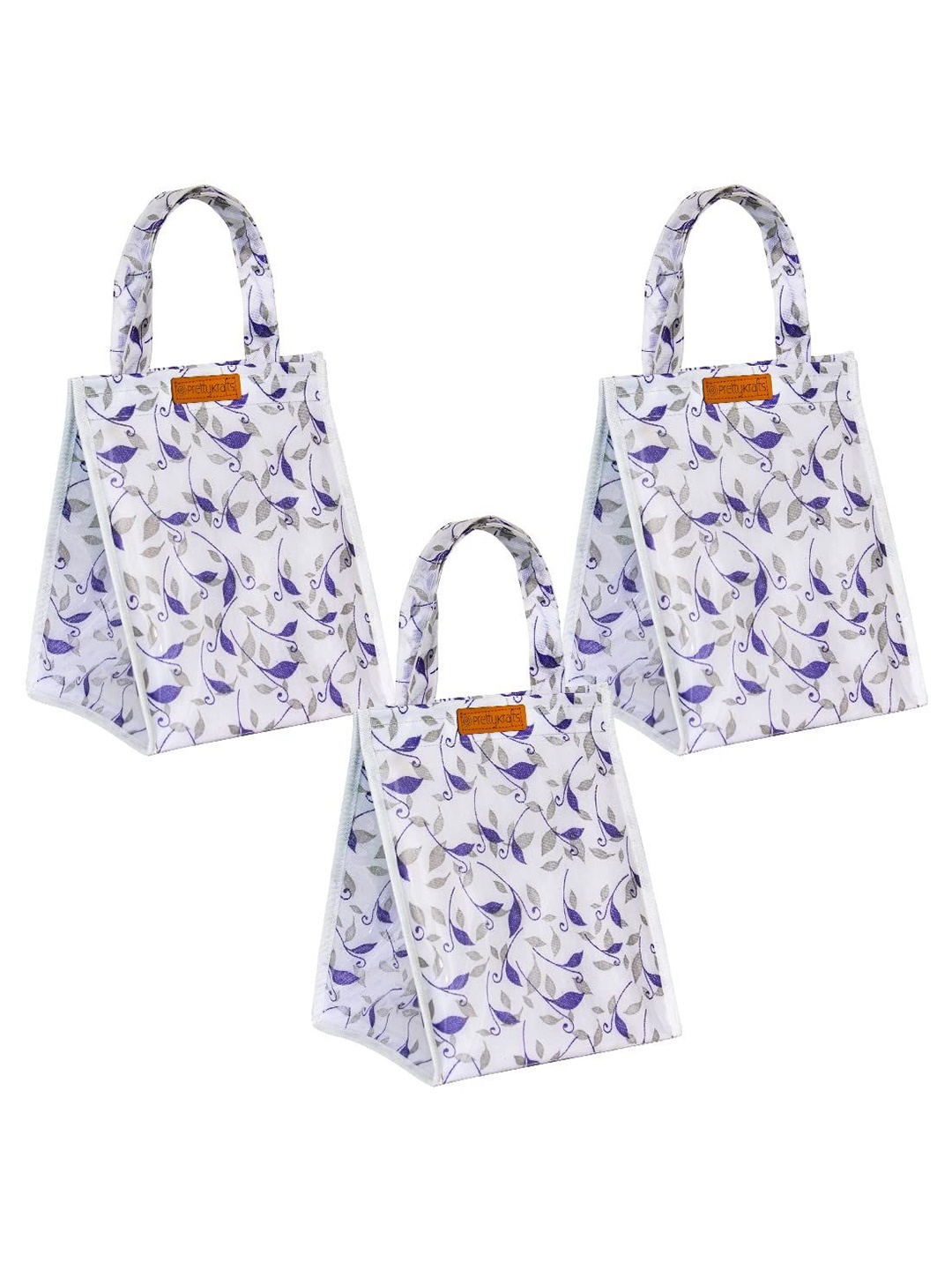 

prettykrafts 3-Pcs Purple & Grey Printed Lunch Bag