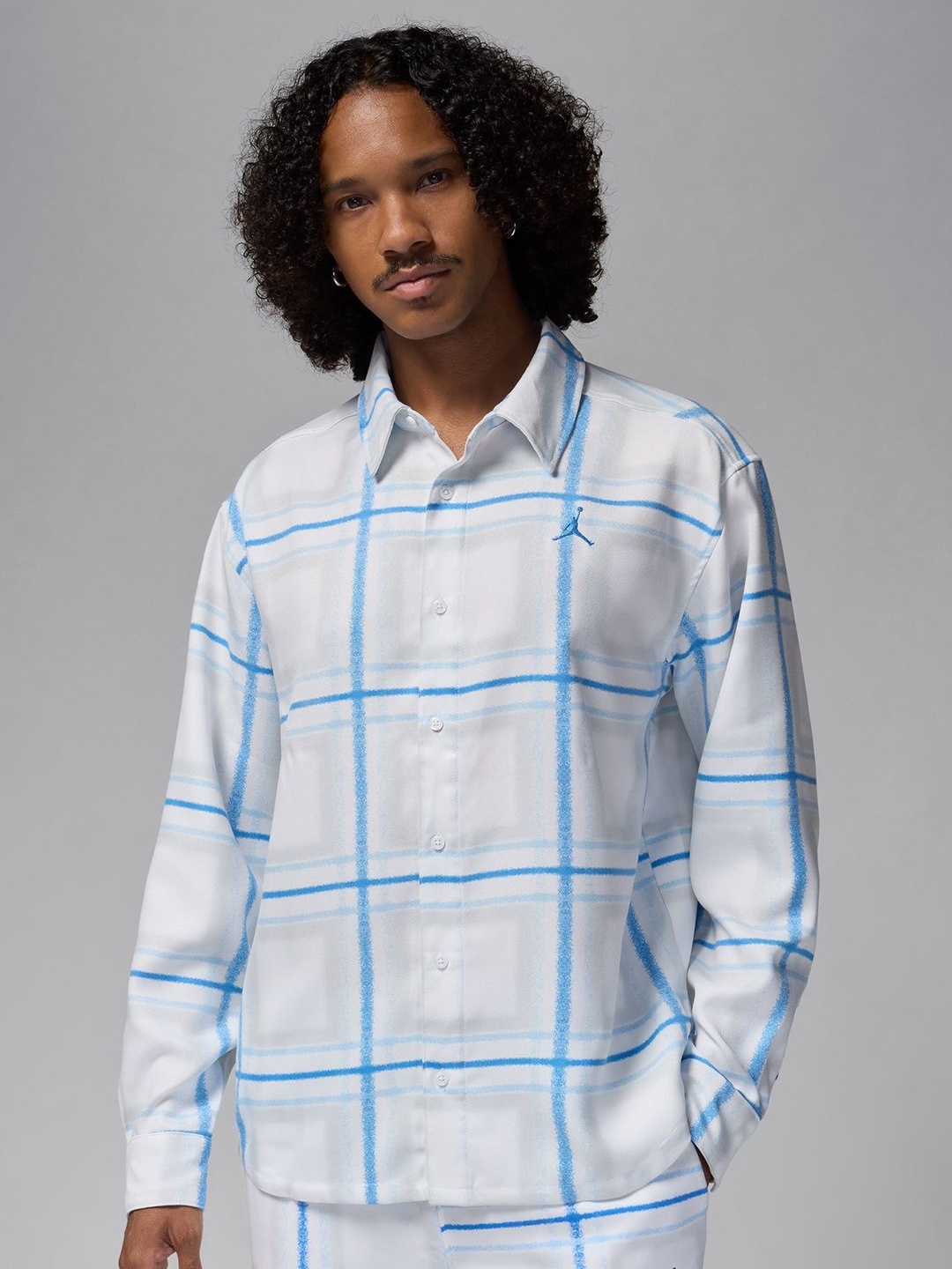 

Nike Jordan Essentials Men Checked Flannel Shirt, White