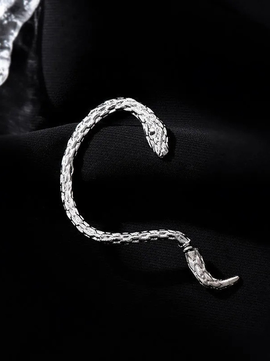 

VAGHBHATT Silver Plated Snake Shaped Ear Cuff Earrings