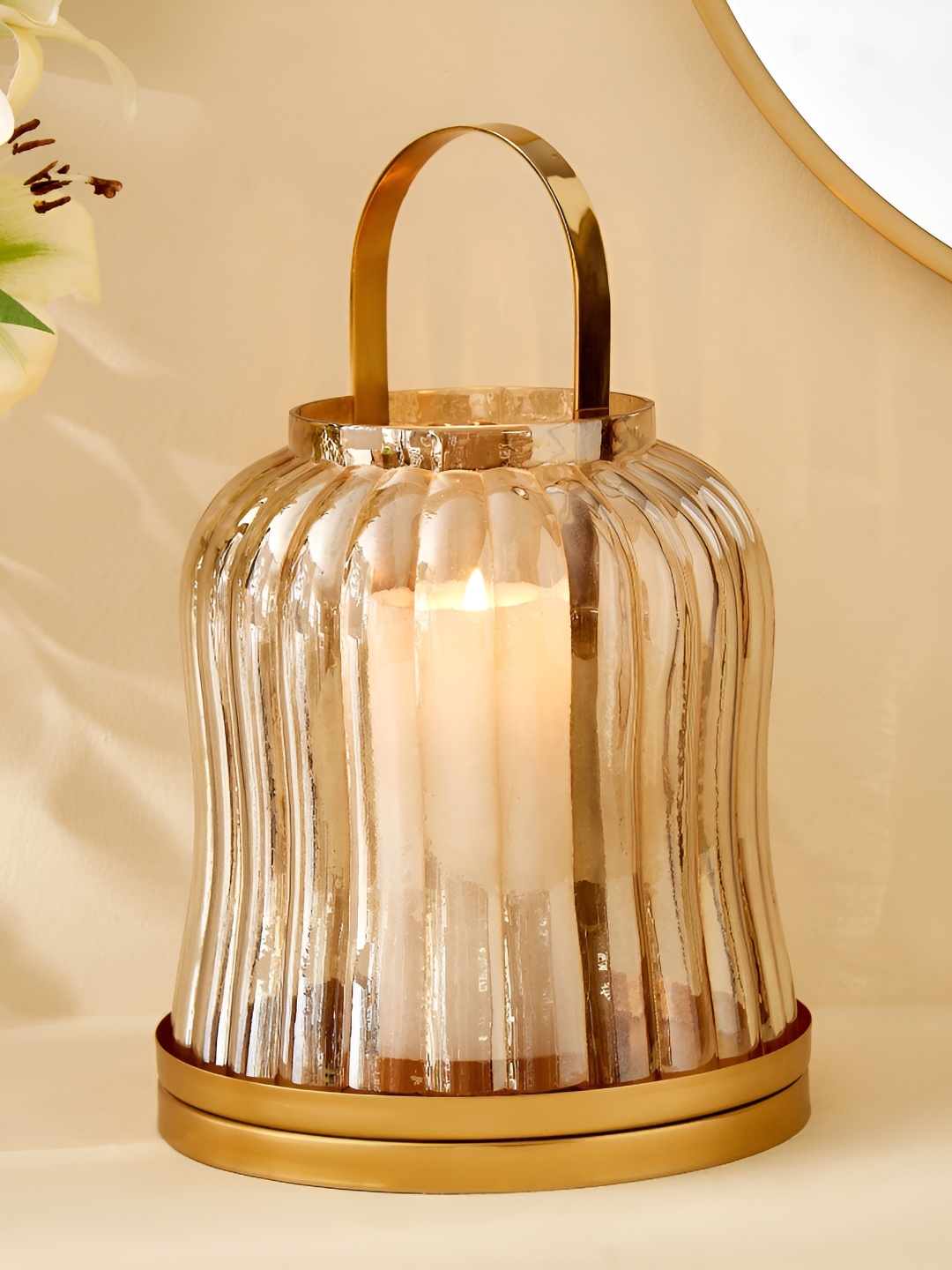 

Home Centre Heritage Renew Jive Gold-Toned Metal Lantern Candle Holder