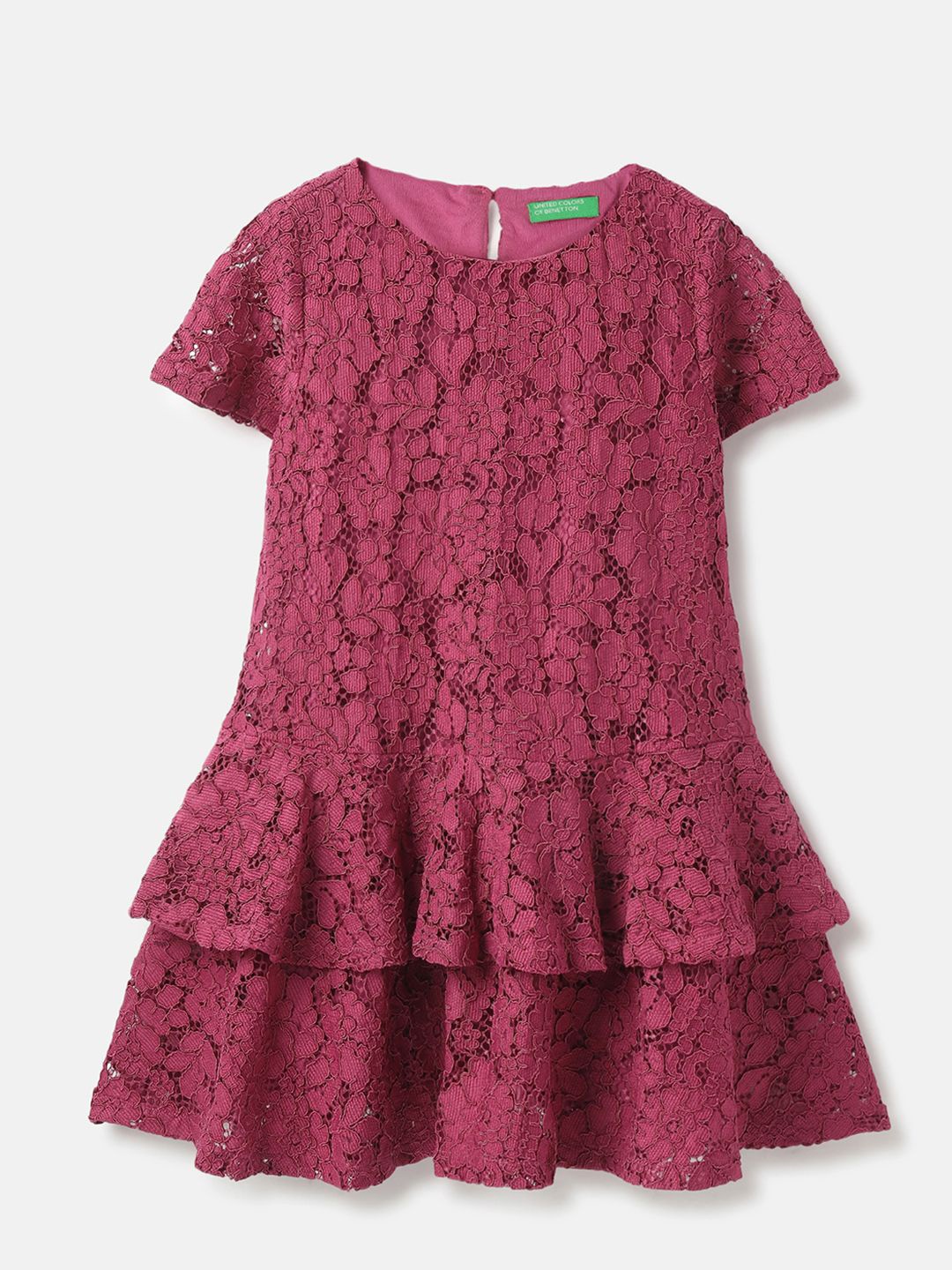 

United Colors of Benetton Girls Embroidered Drop-Waist Dress, Pink
