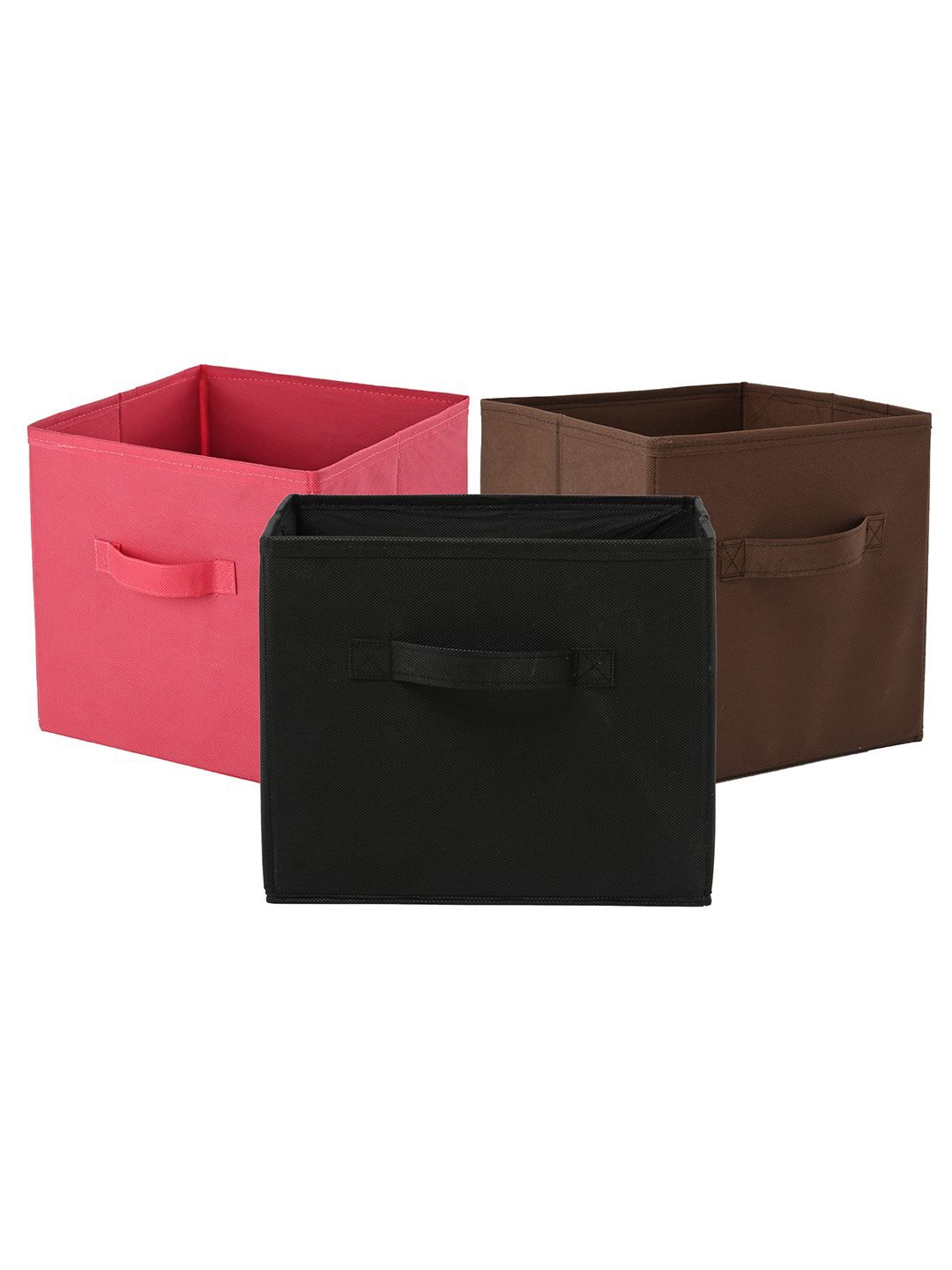 

Kuber Industries Pink 3 Pieces Multi-Utility Square Shape Storage Organisers