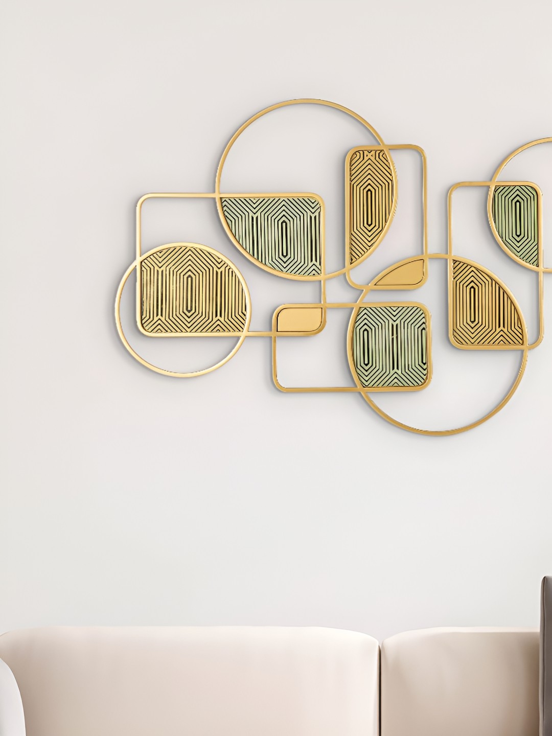 

Home Centre Panorama Sparta Green & Yellow Textured Metal Wall Decor Hangings, Gold