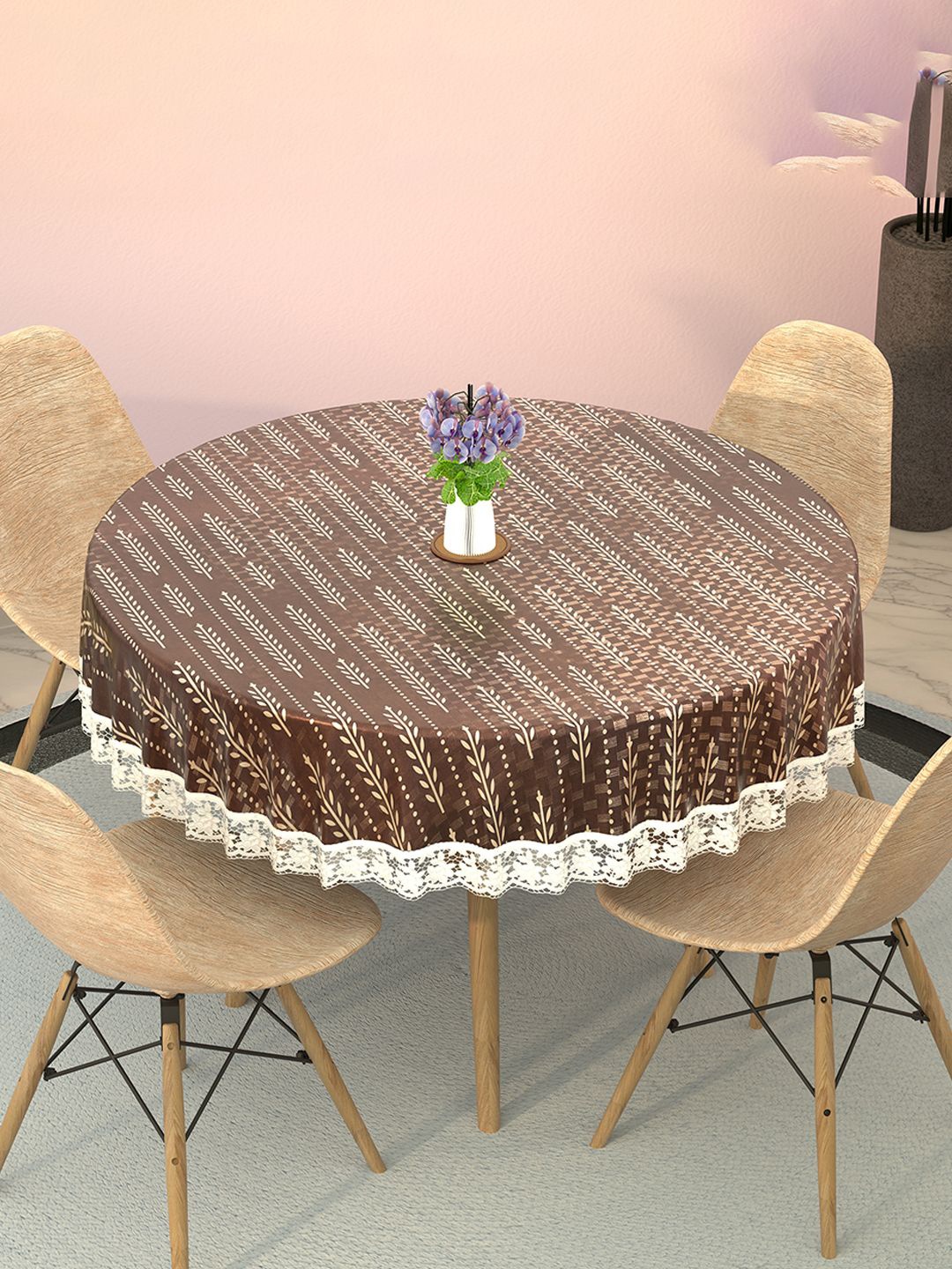 

Kuber Industries Cream-Coloured Printed Waterproof Round 4-Seater Table Cover