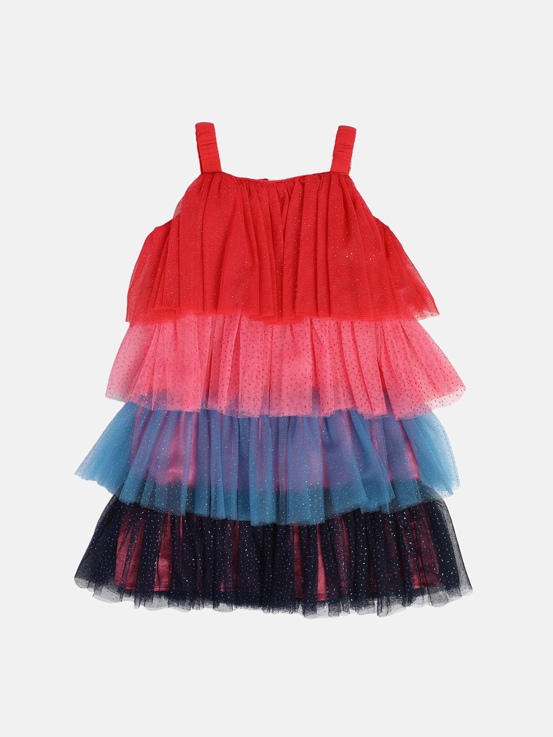 

MINI KLUB Girls Shoulder Strap A-Line Dress, Red