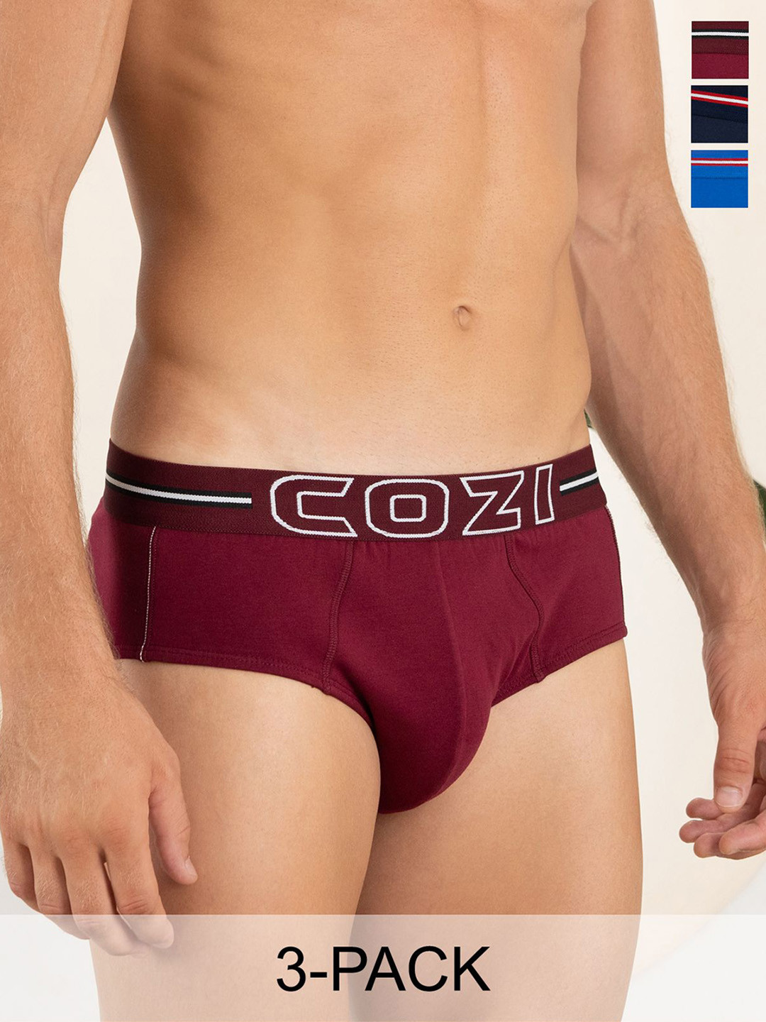 

Lux Cozi Men Pack Of 3 Assorted Pure Cotton Basic Briefs COZI_1124_LUXURY_AST_3PC