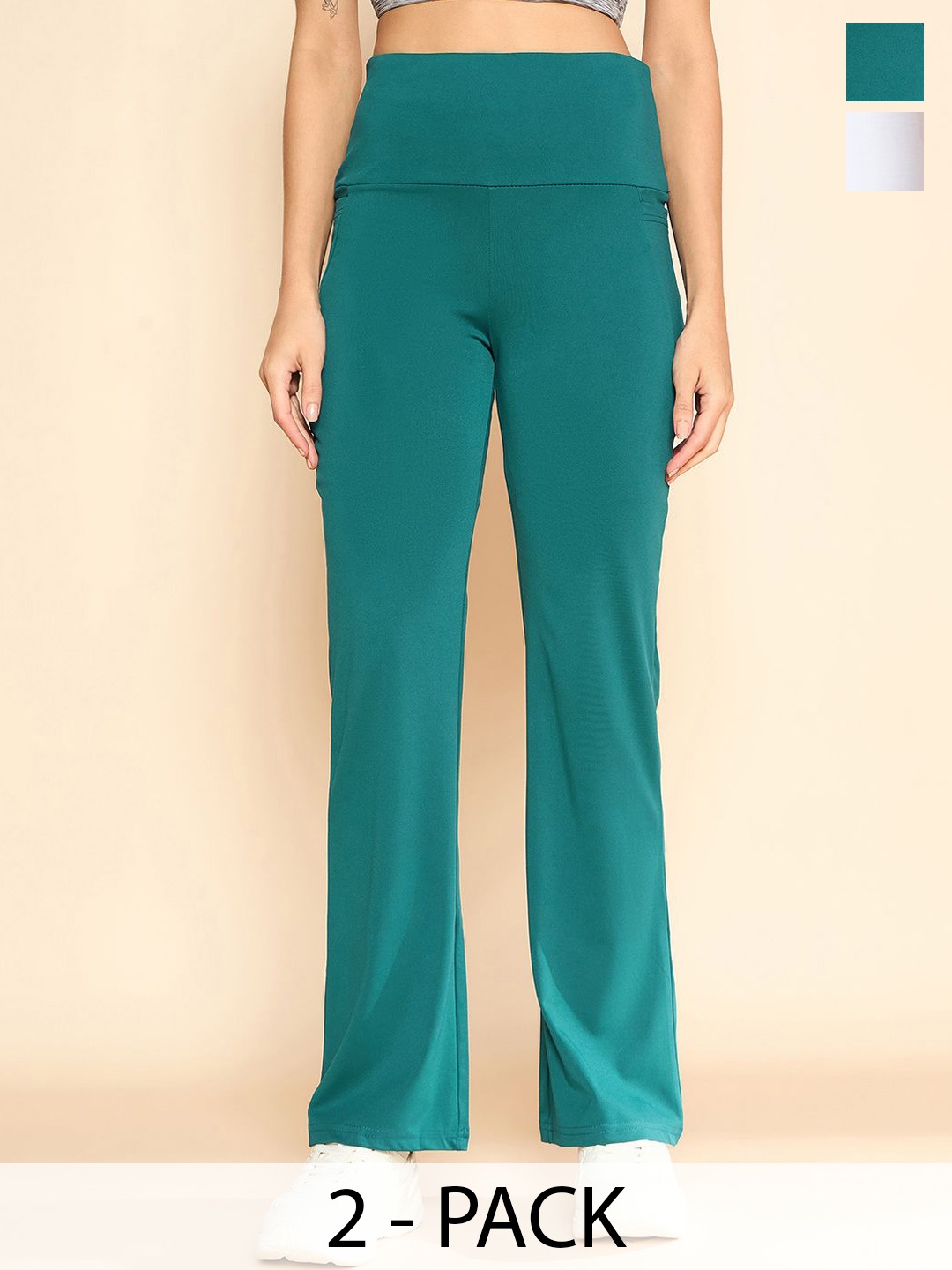

COLOR CAPITAL Women Solid Ankle Length Flared Tights, Sea green
