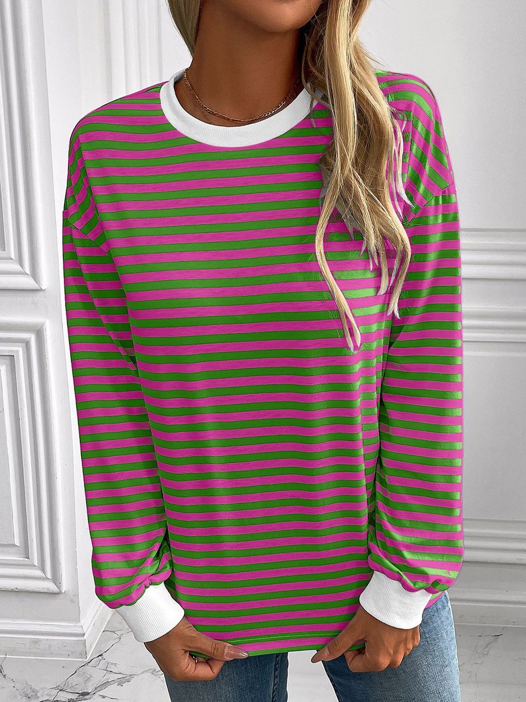 

StyleCast x Revolte Striped Top, Green