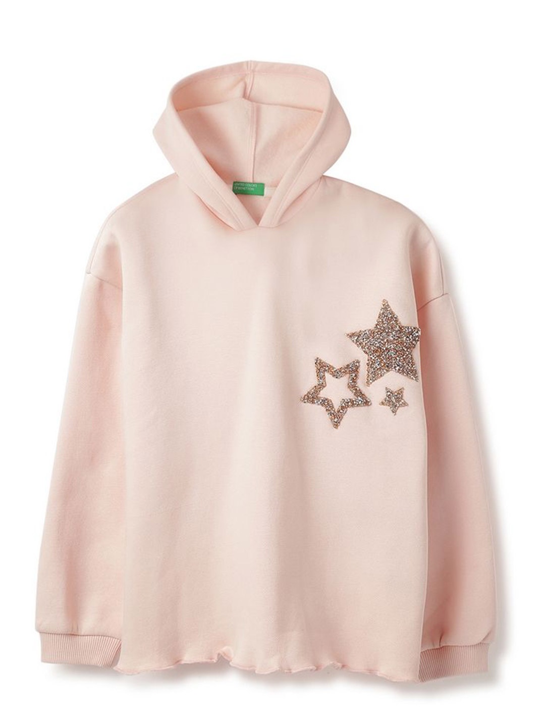 

United Colors of Benetton Girls Solid Hood Cotton Pullover Sweatshirt, Pink