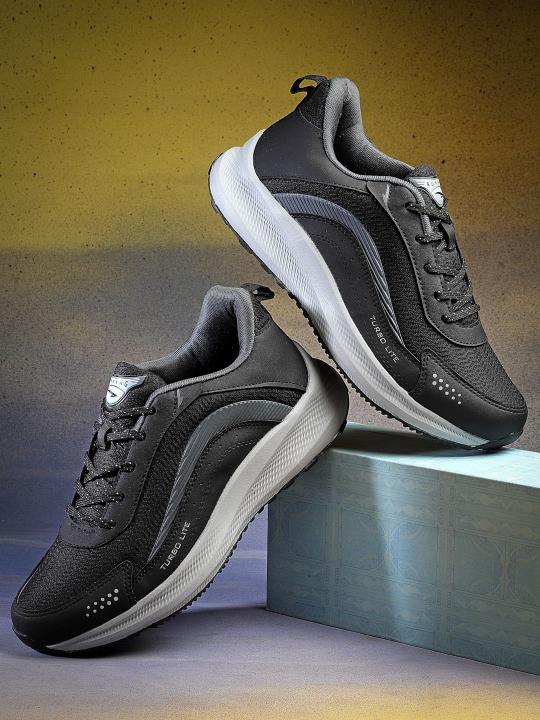 

ASIAN Men Mesh Running Non-Marking Sport Shoes, Black