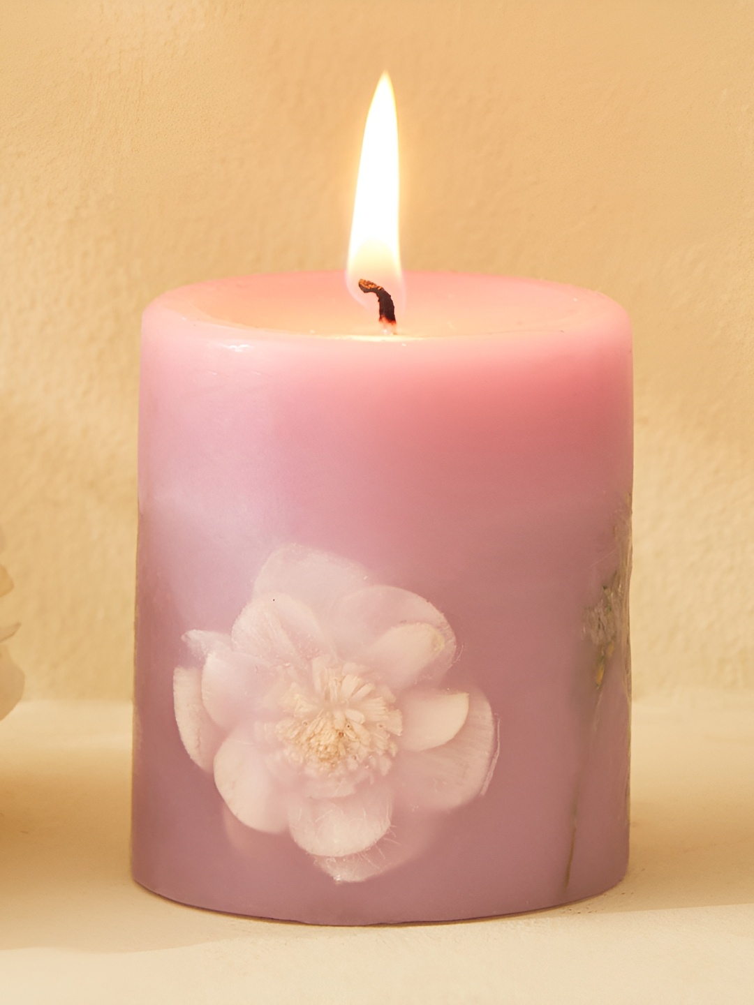 

Home Centre Pink & White Moksha Lavender and Fougere Scented Pillar Candle