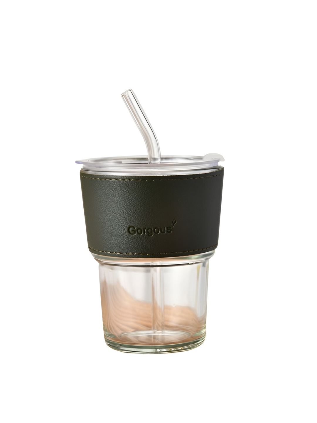 

WELOUR Transparent & Black Glossy Glass Cup 450ml