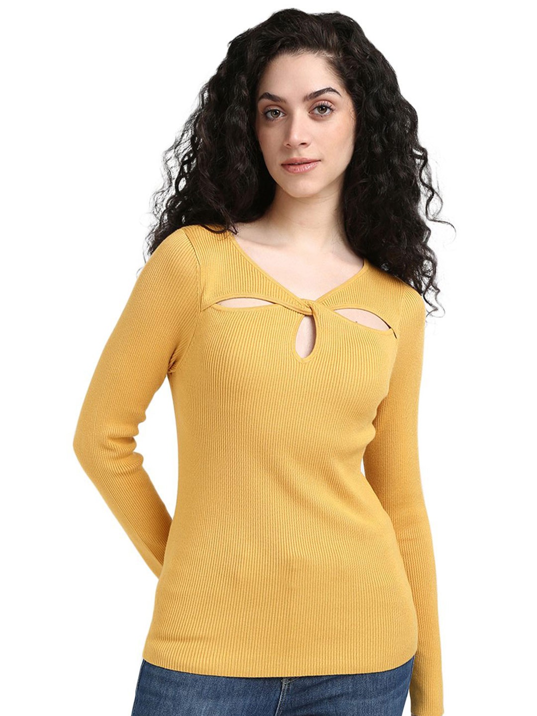 

Calvin Klein Jeans Women Solid Cut Work Pullover Sweatshirt, Yellow