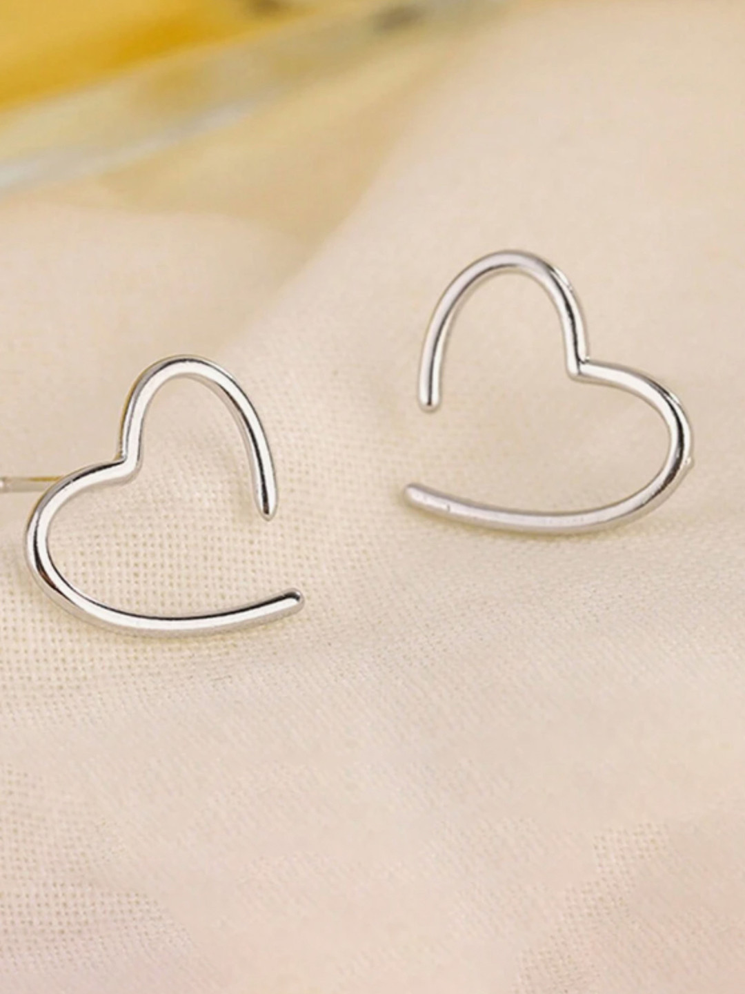 

SUBHAGALANKAR Silver-Plated Heart Shaped Studs