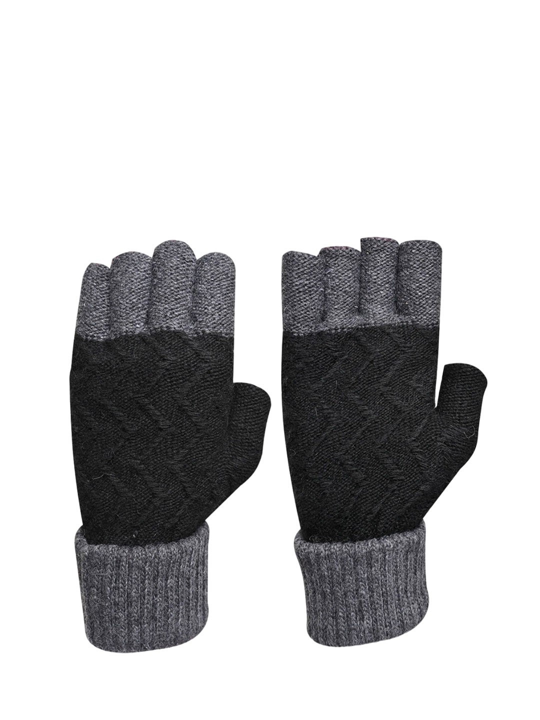 

LOOM LEGACY Men Patterned Fingerless Gloves, Black