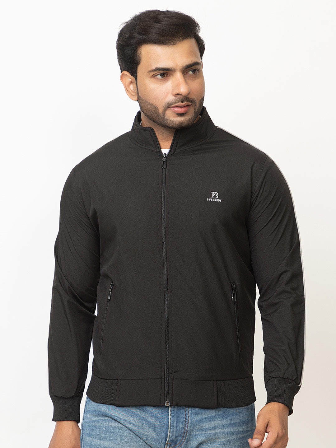 

GEE 5 Men Mock Collar Windcheater Bomber Jacket, Black