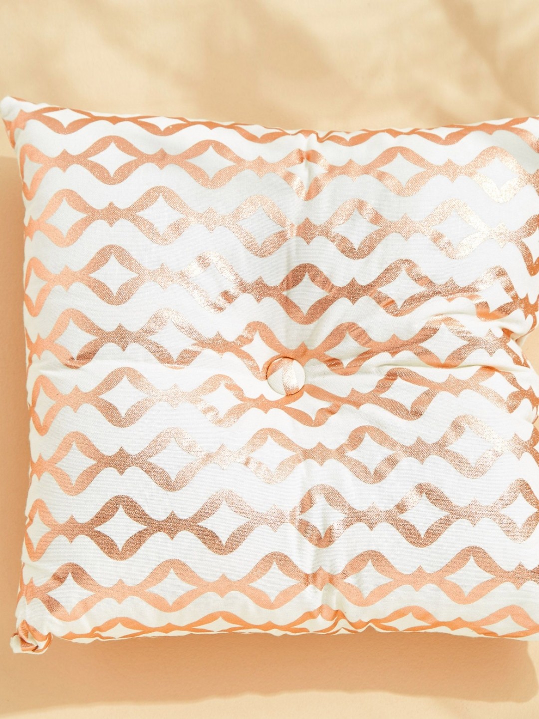 

Home Centre Corsica White & Brown Printed Pre-Filled Cushion, Rose gold