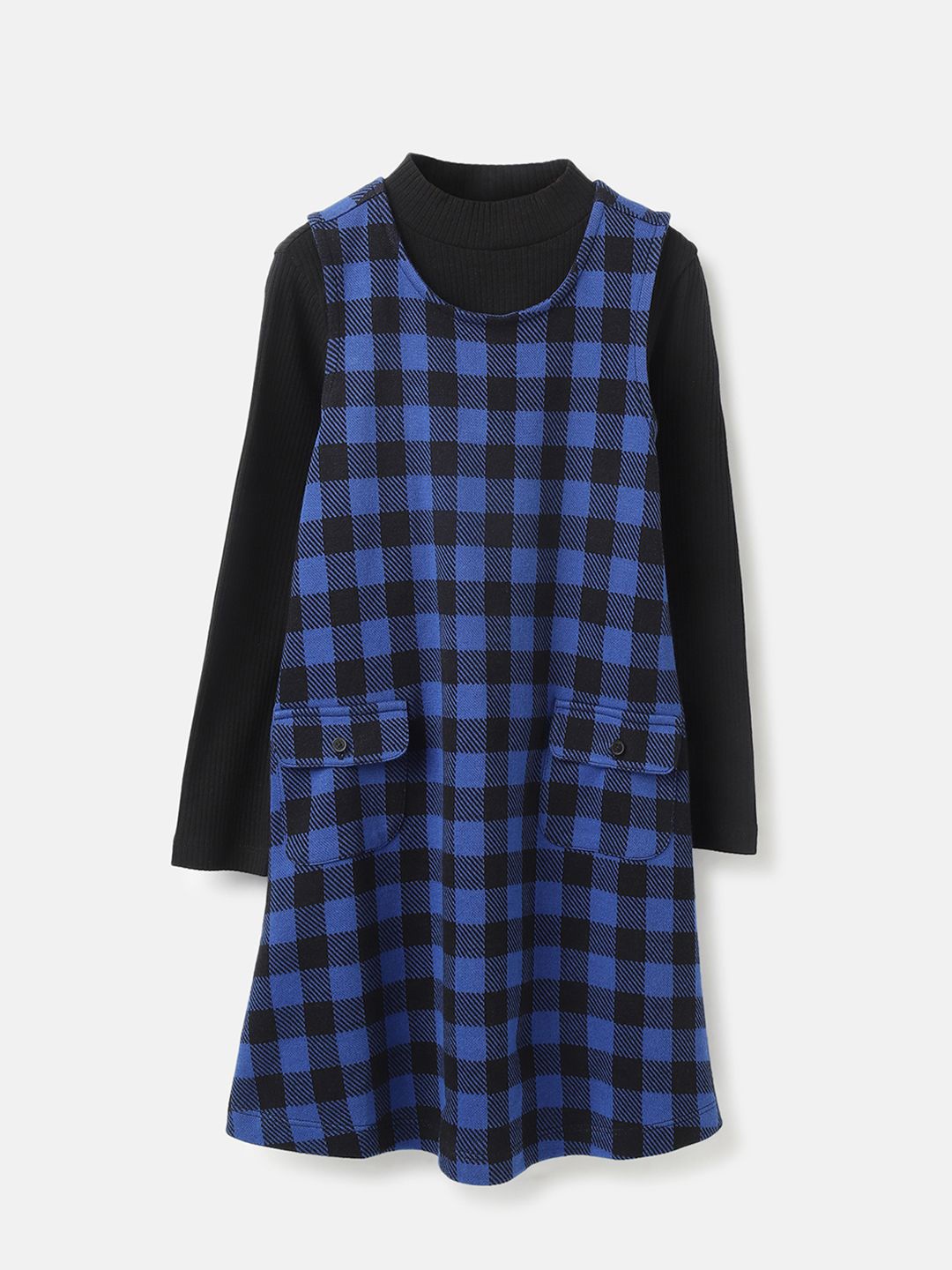 

United Colors of Benetton Girls Checked A-Line Regular Dress, Blue