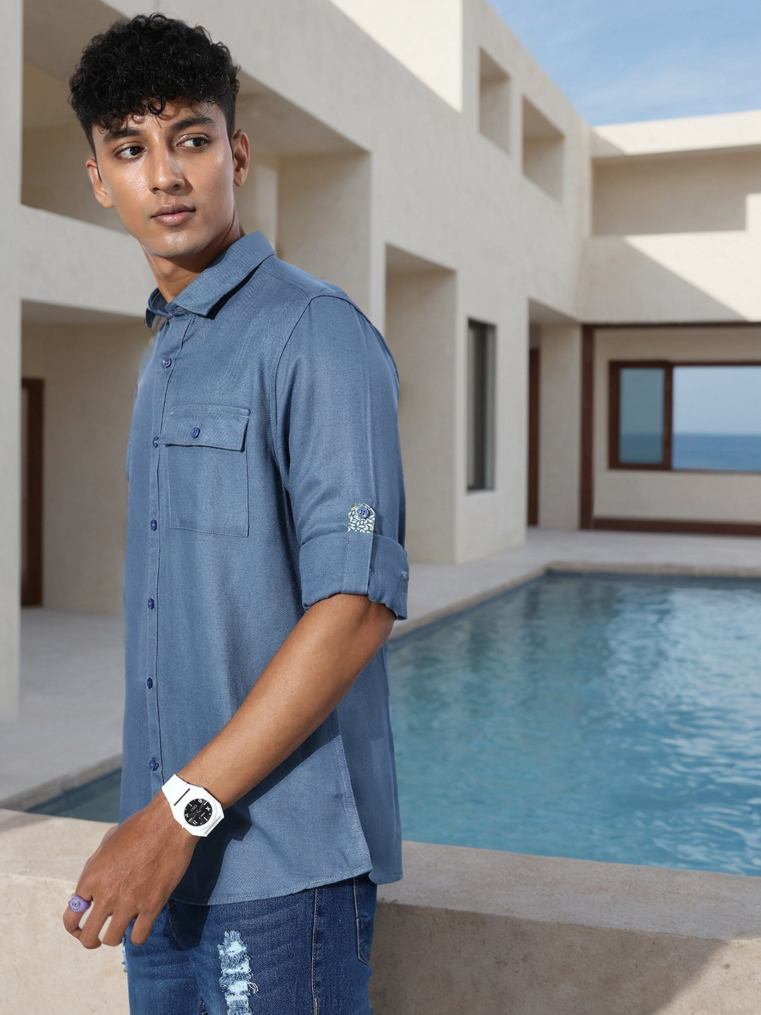 

Mast & Harbour Spread Collar Casual Shirt, Blue