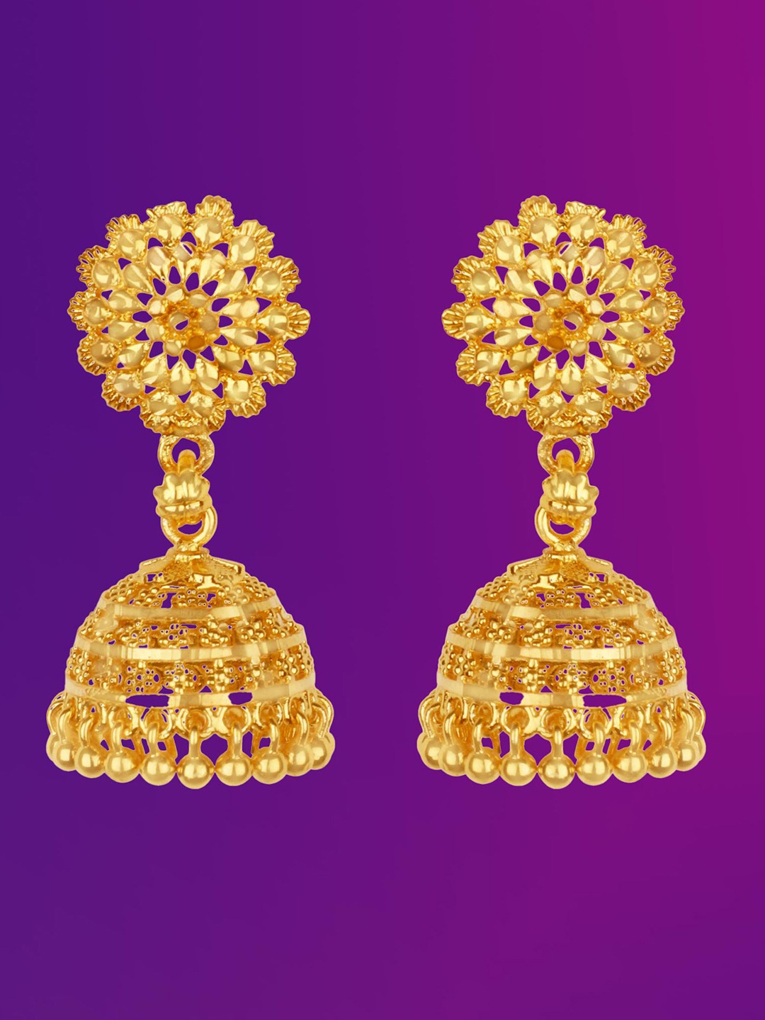 

Lila Contemporary Jhumkas Earrings, Gold