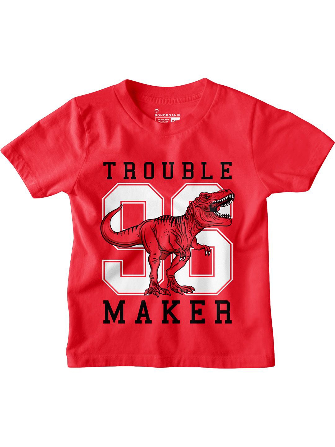 

BonOrganik Boys Graphic Printed Round Neck Cotton T-shirt, Red