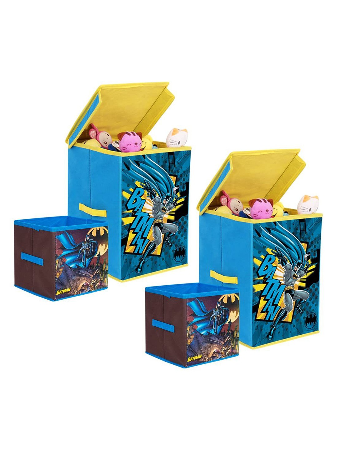 

prettykrafts Blue & Yellow 4 Pieces Reusable Multi-Utility Organisers