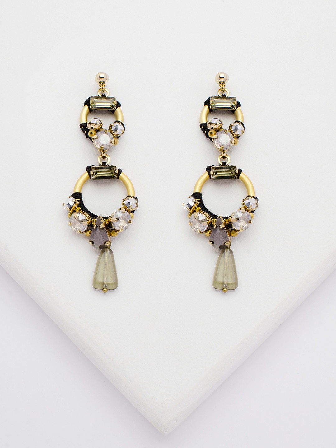 

Rhea Gold-Plated Drop Earrings, Grey