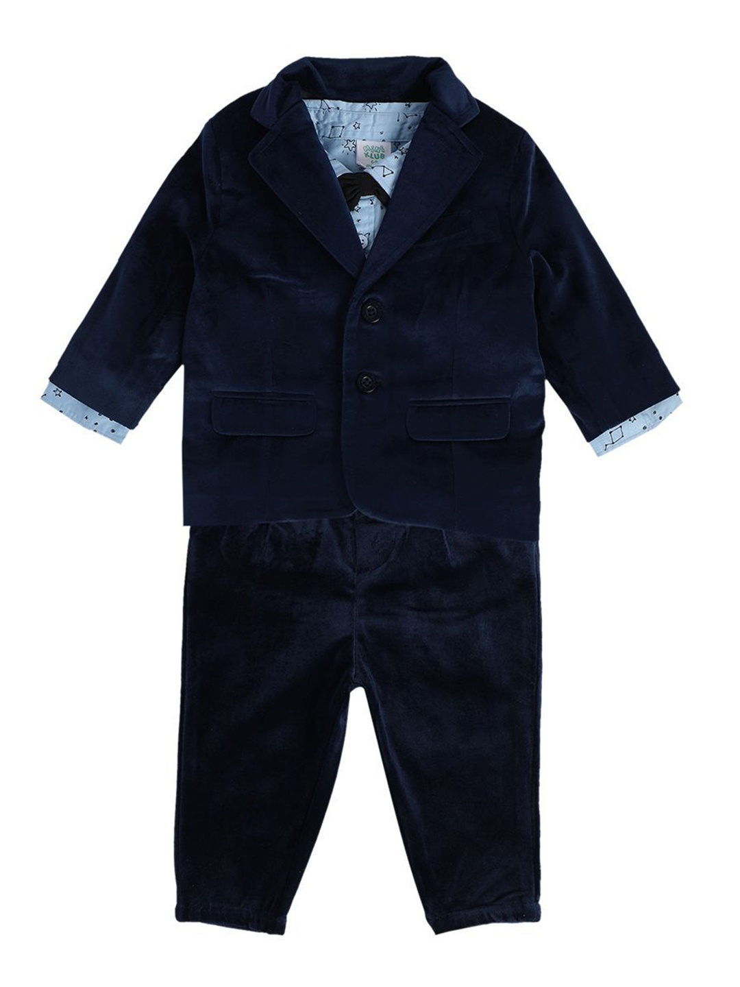 

MINI KLUB Boys Notched Lapel Single-Breasted Pure Cotton Three-Piece Suits, Navy blue