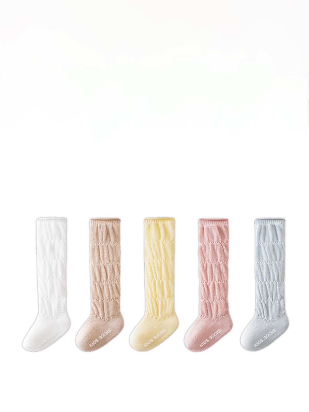 

iSWEVEN Unisex Pack Of 5 Patterned Above Knee Socks, White