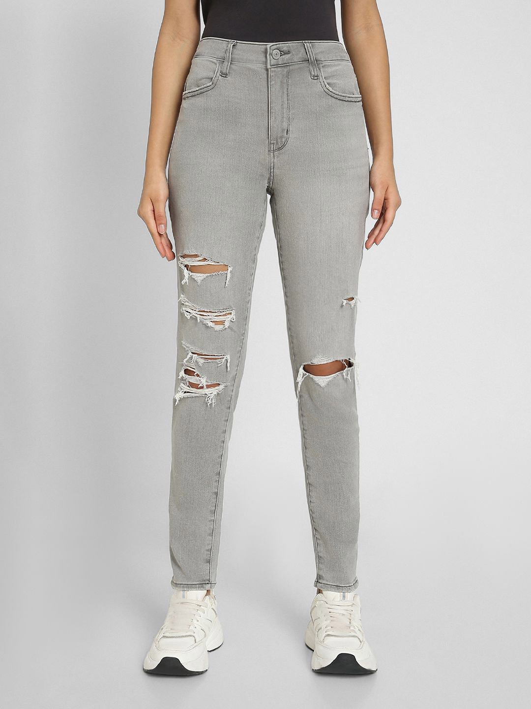 

AMERICAN EAGLE OUTFITTERS Women Slim Fit High-Rise Jeans, Grey