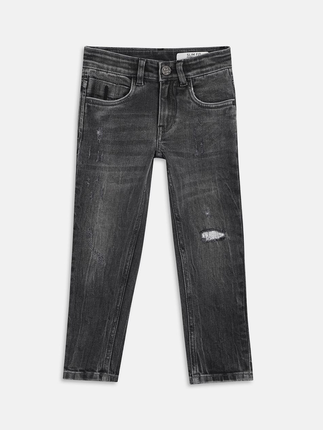 

Blue Giraffe Boys Slim Fit Low Distress Light Fade Stretchable Jeans, Grey